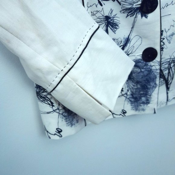 Black and White Graphic Linen Blazer Size 12 US - Picture 3 of 15